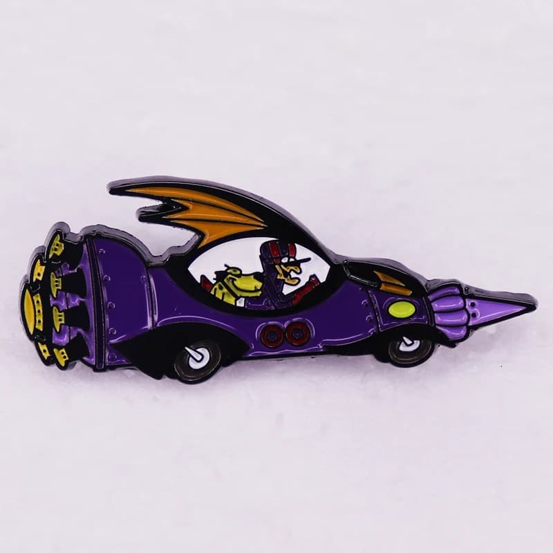 Wacky Races Lapel Pins Anime Figure Cartoon Crazy Cars mini Badge Purple Brooch Jewelry Ornament Kids Friends Gifts