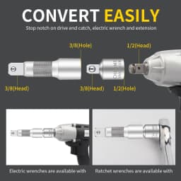 Onnfang Socket Adapter Ratchet Wrench Drive Head 1/4 to 1/2 to 3/8 Chrome Vanadium Steel Car Bicycle Garage Home Repair Tool