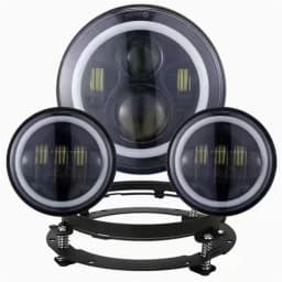 For Harley 7" Led Projector Moto Headlight + 4 1/2 Fog Passing Lights For Touring Electra Glide7 Inch Headlamp Bracket Parts
