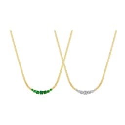 DIEYURO 316L Stainless Steel Green White Crystal Zircon Necklace For Women Luxury Design Ladies Snake Flat Chain Wedding Gift