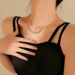 DIEYURO 316L Stainless Steel Green White Crystal Zircon Necklace For Women Luxury Design Ladies Snake Flat Chain Wedding Gift