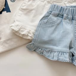 MILANCEL Girls Shorts Summer Kids Clothes Ruffle Trousers Elastic Waist Solid Cotton