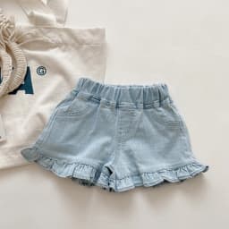 MILANCEL Girls Shorts Summer Kids Clothes Ruffle Trousers Elastic Waist Solid Cotton