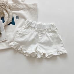 MILANCEL Girls Shorts Summer Kids Clothes Ruffle Trousers Elastic Waist Solid Cotton