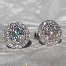 Huitan Delicate Small Round Stud Earrings Women with Shiny Cubic Zirconia Simple Versatile Accessories for Teens Fashion Jewelry