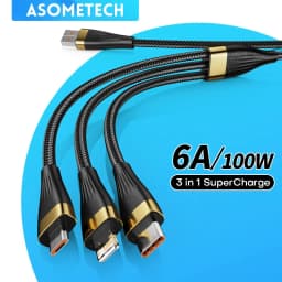 3 In1 Fast Charging Cable USB Type C Micro Portable 6A 100W Multiple Usb Charging Cord for IPhone14 13 Pro Samsung Xiaomi Huawei