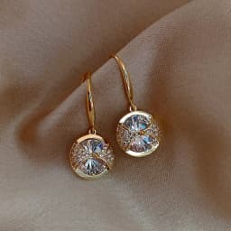 Huitan Luxury Gold Color Drop Earrings for Women Elegant Bridal Wedding Earrings Anniversary Gift New Trendy Jewelry Drop Ship