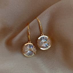 Huitan Luxury Gold Color Drop Earrings for Women Elegant Bridal Wedding Earrings Anniversary Gift New Trendy Jewelry Drop Ship