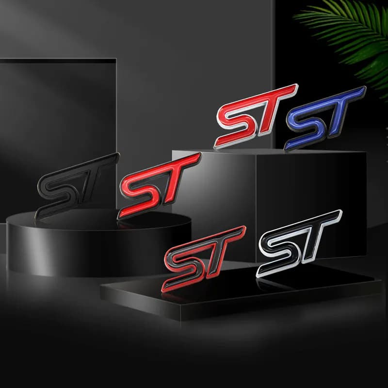 3D Small Metal Car Interior ST Emblem Car Steering Wheel Sticker Auto Body Window Decals Decor For Ford Focus Mondeo Fiesta MK3