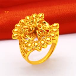 ANIID Ethiopia Dubai Flower Gold Color Arab Rings Resizable For Women Wedding Jewelry African Party Gift Nigerian Jewellery