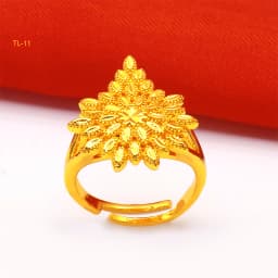 ANIID Ethiopia Dubai Flower Gold Color Arab Rings Resizable For Women Wedding Jewelry African Party Gift Nigerian Jewellery