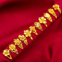 ANIID Ethiopia Dubai Flower Gold Color Arab Rings Resizable For Women Wedding Jewelry African Party Gift Nigerian Jewellery