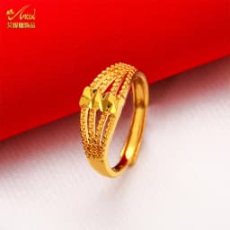 ANIID Ethiopia Dubai Flower Gold Color Arab Rings Resizable For Women Wedding Jewelry African Party Gift Nigerian Jewellery