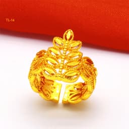ANIID Ethiopia Dubai Flower Gold Color Arab Rings Resizable For Women Wedding Jewelry African Party Gift Nigerian Jewellery