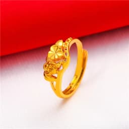 ANIID Ethiopia Dubai Flower Gold Color Arab Rings Resizable For Women Wedding Jewelry African Party Gift Nigerian Jewellery