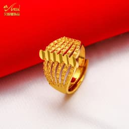 ANIID Ethiopia Dubai Flower Gold Color Arab Rings Resizable For Women Wedding Jewelry African Party Gift Nigerian Jewellery