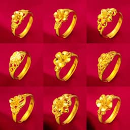 ANIID Ethiopia Dubai Flower Gold Color Arab Rings Resizable For Women Wedding Jewelry African Party Gift Nigerian Jewellery