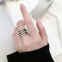 PANJBJ 925 Sterling Silve Multilayer Irregular Geometric Ring for Women Simple Charm Retro Jewelry Gift Dropshipping