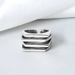 PANJBJ 925 Sterling Silve Multilayer Irregular Geometric Ring for Women Simple Charm Retro Jewelry Gift Dropshipping