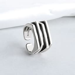 PANJBJ 925 Sterling Silve Multilayer Irregular Geometric Ring for Women Simple Charm Retro Jewelry Gift Dropshipping