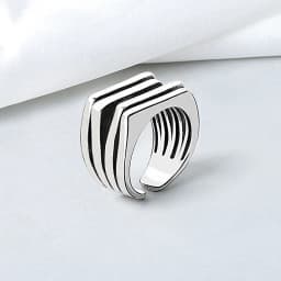 PANJBJ 925 Sterling Silve Multilayer Irregular Geometric Ring for Women Simple Charm Retro Jewelry Gift Dropshipping