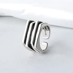 PANJBJ 925 Sterling Silve Multilayer Irregular Geometric Ring for Women Simple Charm Retro Jewelry Gift Dropshipping