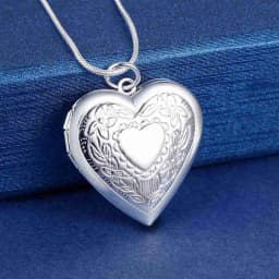 JewelryTop Fine 45-60cm 925 Sterling Silver Heart Photo frame Necklace Bracelet Love Jewelry For Women Chain Set Wedding Gift