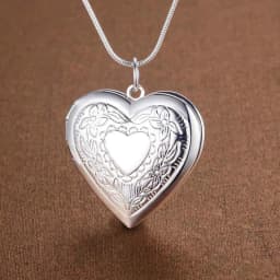 JewelryTop Fine 45-60cm 925 Sterling Silver Heart Photo frame Necklace Bracelet Love Jewelry For Women Chain Set Wedding Gift