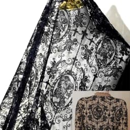 150x50cm Gothic Lolita Black Lace Mesh Cloth DIY Women's Background Decoration Hand Sewing Accessories Lace Flocking Fabric