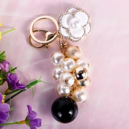 Easya Fabric Alloy Camellia Keychain Luxury Jewelry for Women