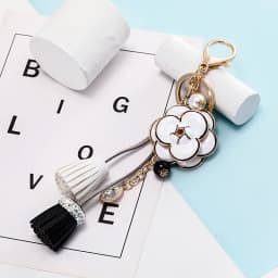 Easya Fabric Alloy Camellia Keychain Luxury Jewelry for Women