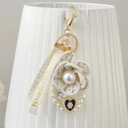 Easya Fabric Alloy Camellia Keychain Luxury Jewelry for Women