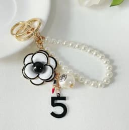 Easya Fabric Alloy Camellia Keychain Luxury Jewelry for Women