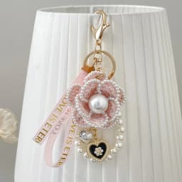 Easya Fabric Alloy Camellia Keychain Luxury Jewelry for Women