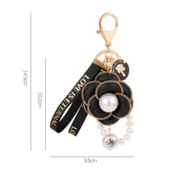Easya Fabric Alloy Camellia Keychain Luxury Jewelry for Women
