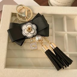 Easya Fabric Alloy Camellia Keychain Luxury Jewelry for Women