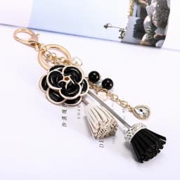 Easya Fabric Alloy Camellia Keychain Luxury Jewelry for Women