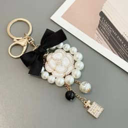 Easya Fabric Alloy Camellia Keychain Luxury Jewelry for Women