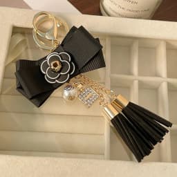 Easya Fabric Alloy Camellia Keychain Luxury Jewelry for Women