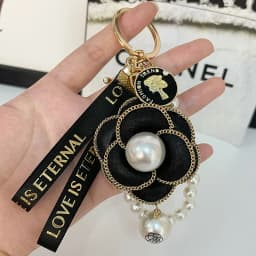 Easya Fabric Alloy Camellia Keychain Luxury Jewelry for Women