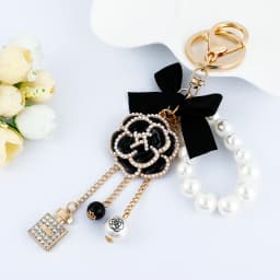 Easya Fabric Alloy Camellia Keychain Luxury Jewelry for Women
