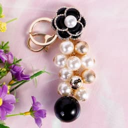Easya Fabric Alloy Camellia Keychain Luxury Jewelry for Women