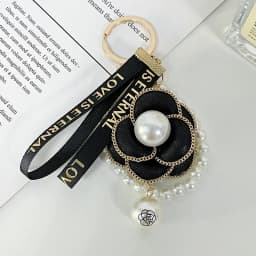 Easya Fabric Alloy Camellia Keychain Luxury Jewelry for Women
