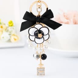 Easya Fabric Alloy Camellia Keychain Luxury Jewelry for Women