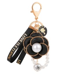 Easya Fabric Alloy Camellia Keychain Luxury Jewelry for Women