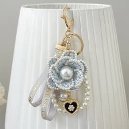 Easya Fabric Alloy Camellia Keychain Luxury Jewelry for Women
