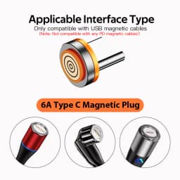 NNBILI 6A Round Magnetic Plug for Huawei Honor 3A USB Type C Magnet Tips Fast Charging Adapter for iPhone Samsung Xiaomi Oneplus