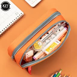 Double zipper camouflage canvas pencil case Boys Girl pencil bag School Stationery bag Student supplies pen case storage bags