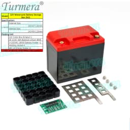 Turmera 12V 30Ah to 35Ah Motorcycle Battery Storage Box 3X10 18650 Holder 3S 40A BMS with Solder Nickel Use in Replace Lead-Acid