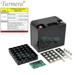 Turmera 12V 30Ah to 35Ah Motorcycle Battery Storage Box 3X10 18650 Holder 3S 40A BMS with Solder Nickel Use in Replace Lead-Acid